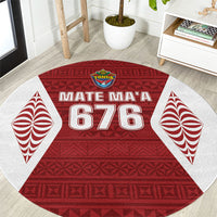 Mate Maa Tonga Rugby Round Carpet Kupesi Tokelau Feletoa Pattern LT05 Red - Polynesian Pride