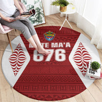 Mate Maa Tonga Rugby Round Carpet Kupesi Tokelau Feletoa Pattern LT05 - Polynesian Pride