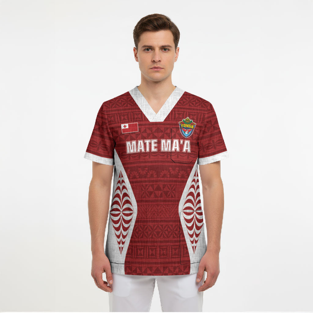 Mate Maa Tonga Rugby Scrub Top Kupesi Tokelau Feletoa Pattern LT05 - Polynesian Pride