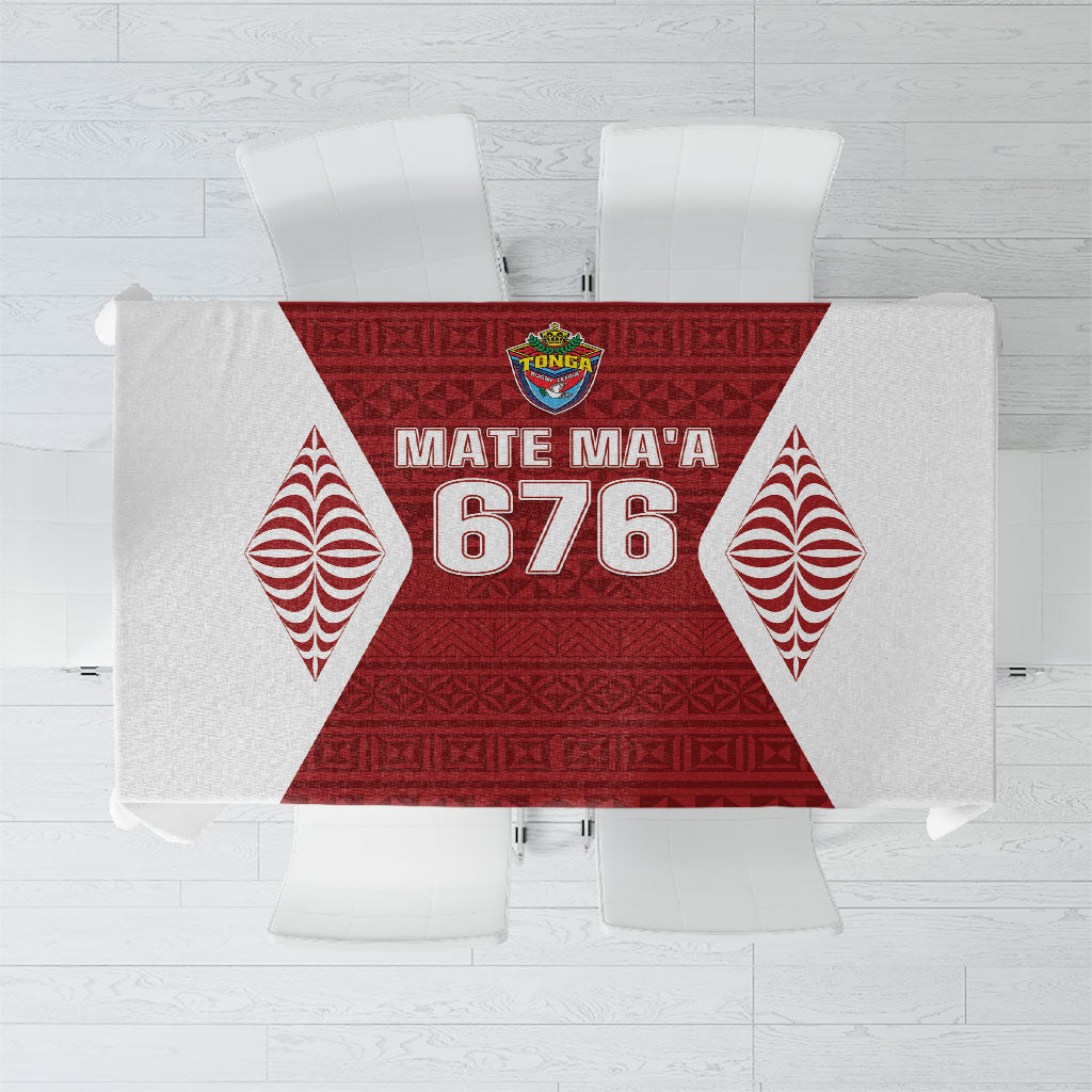 Mate Maa Tonga Rugby Tablecloth Kupesi Tokelau Feletoa Pattern LT05 Red - Polynesian Pride