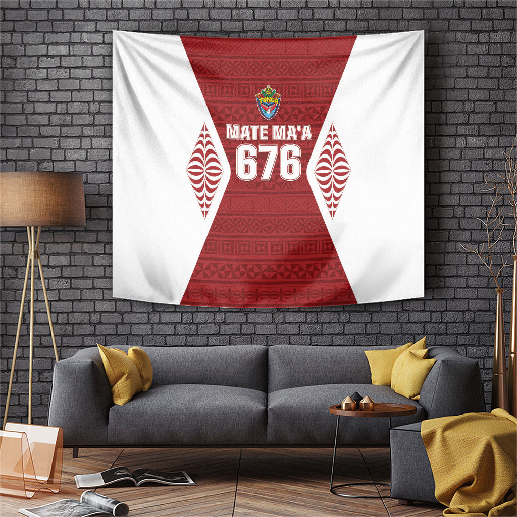 Mate Maa Tonga Rugby Tapestry Kupesi Tokelau Feletoa Pattern LT05 Red - Polynesian Pride