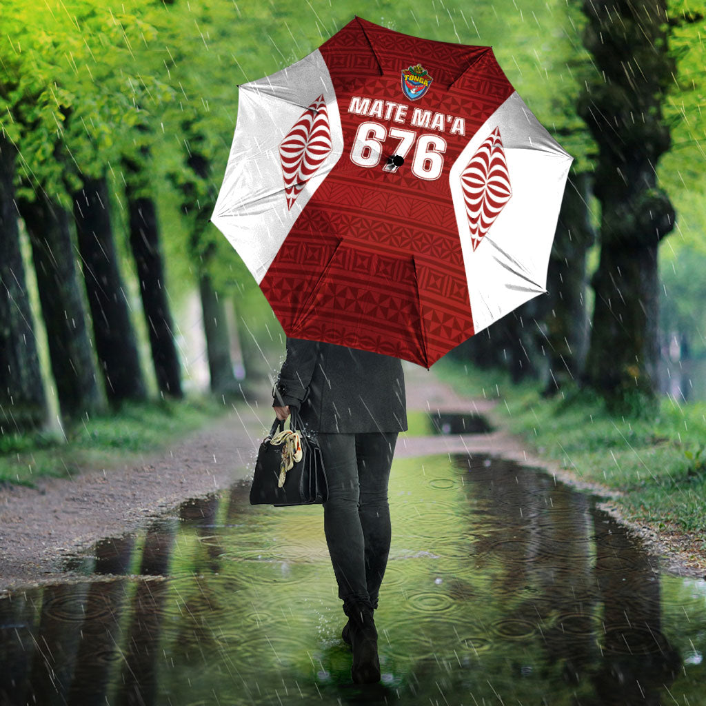 Mate Maa Tonga Rugby Umbrella Kupesi Tokelau Feletoa Pattern LT05 - Polynesian Pride