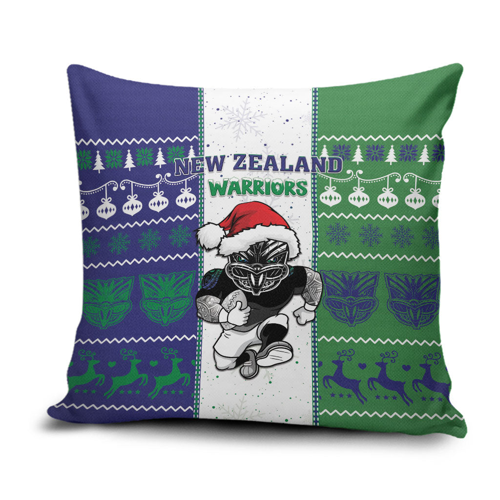 New Zealand Warriors Rugby Christmas Pillow Cover Santa Maori Mascot