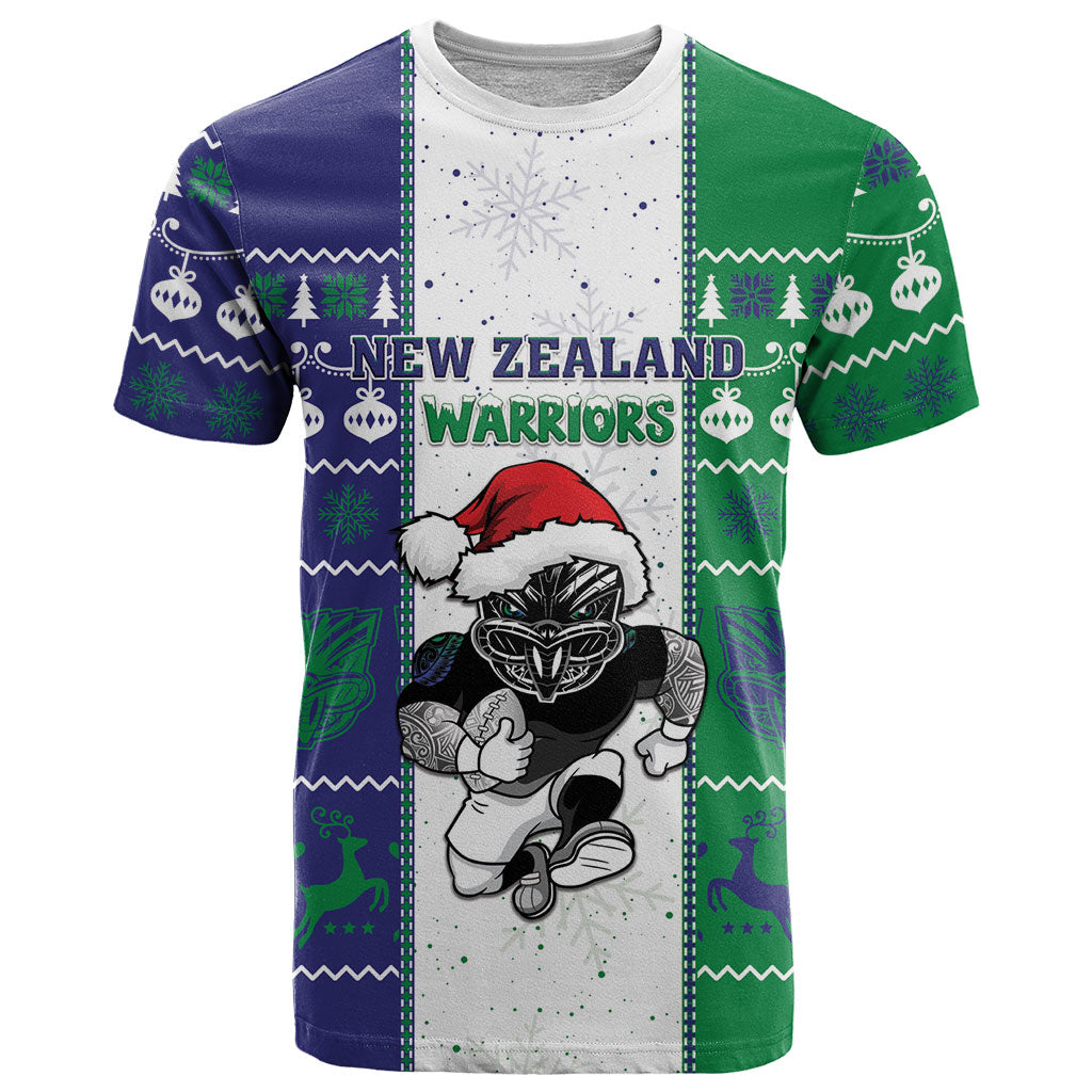 New Zealand Warriors Rugby Christmas T Shirt Santa Maori Mascot