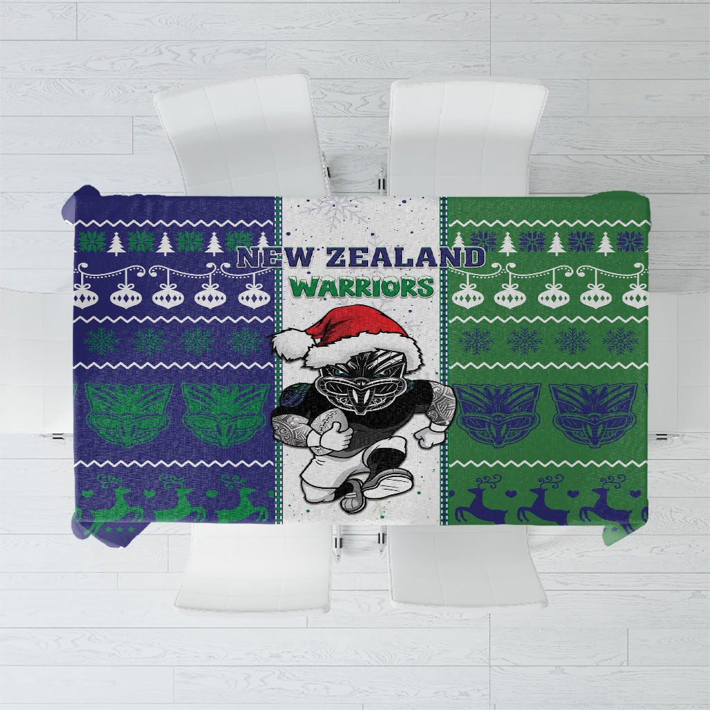 New Zealand Warriors Rugby Christmas Tablecloth Santa Maori Mascot LT05 White - Polynesian Pride