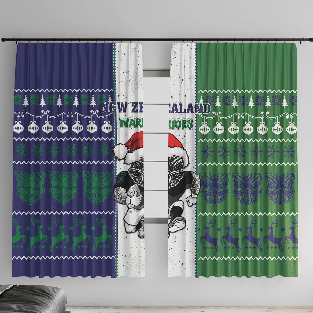 New Zealand Warriors Rugby Christmas Window Curtain Santa Maori Mascot