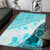 Hawaiian Tapa Area Rug Traditional Vintage Pattern Aqua LT05 Aqua - Polynesian Pride