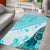 Hawaiian Tapa Area Rug Traditional Vintage Pattern Aqua LT05 - Polynesian Pride