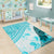 Hawaiian Tapa Area Rug Traditional Vintage Pattern Aqua LT05 - Polynesian Pride