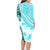 Hawaiian Tapa Family Matching Long Sleeve Bodycon Dress and Hawaiian Shirt Traditional Vintage Pattern Aqua LT05 - Polynesian Pride