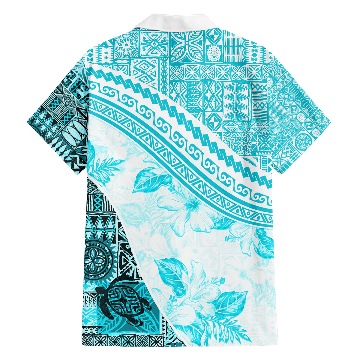 Hawaiian Tapa Family Matching Puletasi Dress and Hawaiian Shirt Traditional Vintage Pattern Aqua LT05 - Polynesian Pride