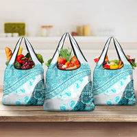 Hawaiian Tapa Grocery Bag Traditional Vintage Pattern Aqua