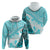 Hawaiian Tapa Hoodie Traditional Vintage Pattern Aqua LT05 - Polynesian Pride