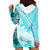 Hawaiian Tapa Hoodie Dress Traditional Vintage Pattern Aqua LT05 - Polynesian Pride