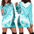 Hawaiian Tapa Hoodie Dress Traditional Vintage Pattern Aqua LT05 - Polynesian Pride