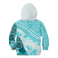 Hawaiian Tapa Kid Hoodie Traditional Vintage Pattern Aqua LT05 - Polynesian Pride