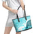 Hawaiian Tapa Leather Tote Bag Traditional Vintage Pattern Aqua LT05 - Polynesian Pride