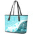 Hawaiian Tapa Leather Tote Bag Traditional Vintage Pattern Aqua LT05 - Polynesian Pride