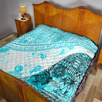 Hawaiian Tapa Quilt Traditional Vintage Pattern Aqua LT05 - Polynesian Pride