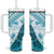 Hawaiian Tapa Tumbler With Handle Traditional Vintage Pattern Aqua