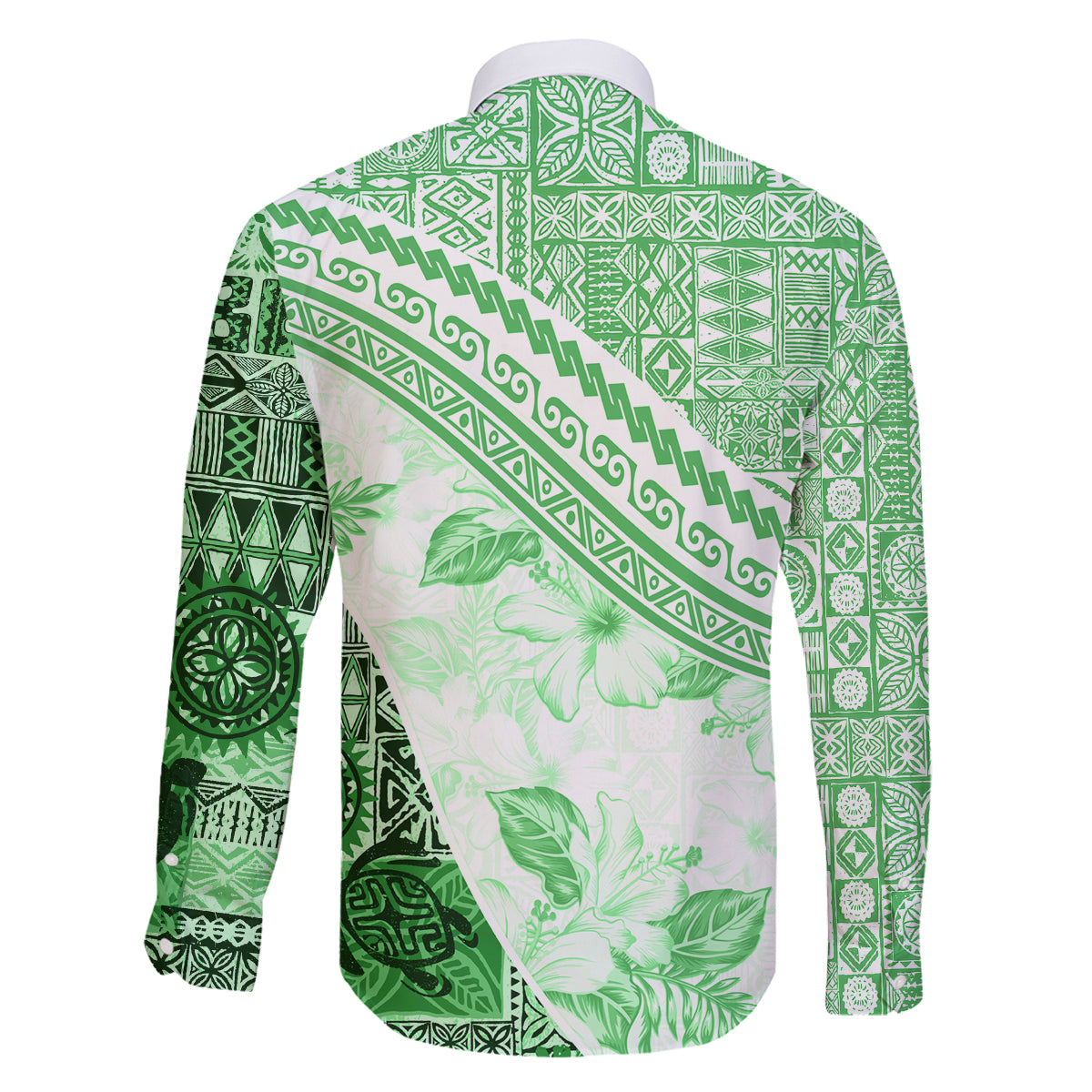 Hawaiian Tapa Family Matching Off Shoulder Long Sleeve Dress and Hawaiian Shirt Traditional Vintage Pattern Green LT05 - Polynesian Pride