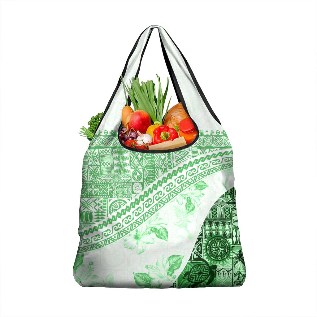Hawaiian Tapa Grocery Bag Traditional Vintage Pattern Green