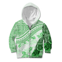 Hawaiian Tapa Kid Hoodie Traditional Vintage Pattern Green LT05 - Polynesian Pride