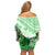 Hawaiian Tapa Off Shoulder Short Dress Traditional Vintage Pattern Green LT05 - Polynesian Pride