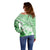 Hawaiian Tapa Off Shoulder Sweater Traditional Vintage Pattern Green LT05 - Polynesian Pride