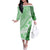 Hawaiian Tapa Off The Shoulder Long Sleeve Dress Traditional Vintage Pattern Green LT05 Women Green - Polynesian Pride