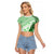 Hawaiian Tapa Raglan Cropped T Shirt Traditional Vintage Pattern Green LT05 Female Green - Polynesian Pride
