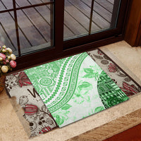 Hawaiian Tapa Rubber Doormat Traditional Vintage Pattern Green LT05 - Polynesian Pride