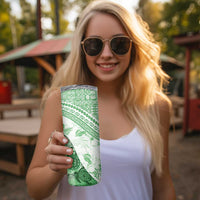 Hawaiian Tapa Skinny Tumbler Traditional Vintage Pattern Green