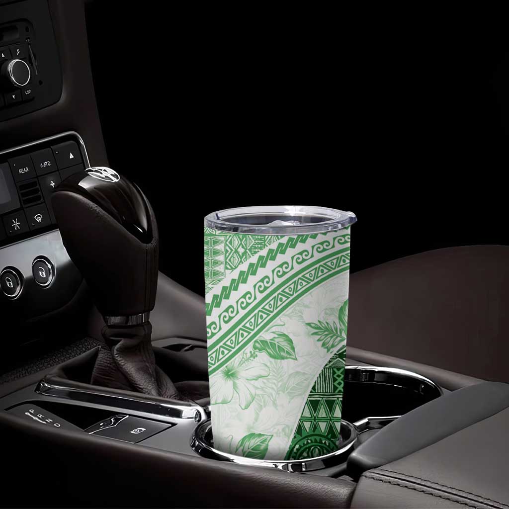 Hawaiian Tapa Tumbler Cup Traditional Vintage Pattern Green