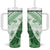 Hawaiian Tapa Tumbler With Handle Traditional Vintage Pattern Green