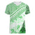 Hawaiian Tapa Women V Neck T Shirt Traditional Vintage Pattern Green LT05 Female Green - Polynesian Pride