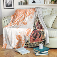 Hawaiian Tapa Blanket Traditional Vintage Pattern Orange LT05 - Polynesian Pride