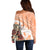 Hawaiian Tapa Off Shoulder Sweater Traditional Vintage Pattern Orange LT05 - Polynesian Pride