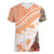 Hawaiian Tapa Women V Neck T Shirt Traditional Vintage Pattern Orange LT05 Female Orange - Polynesian Pride