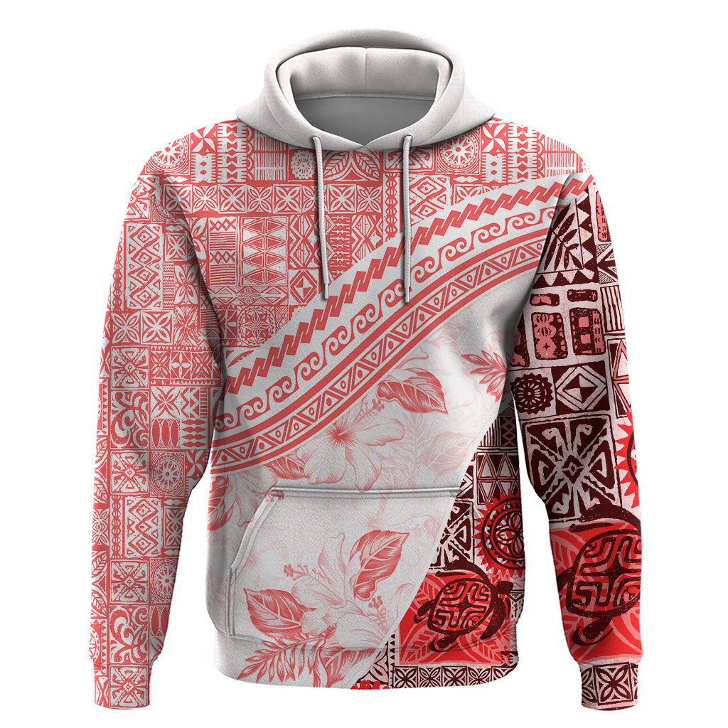 Hawaiian Tapa Hoodie Traditional Vintage Pattern Red LT05 Red - Polynesian Pride