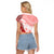 Hawaiian Tapa Raglan Cropped T Shirt Traditional Vintage Pattern Red LT05 - Polynesian Pride