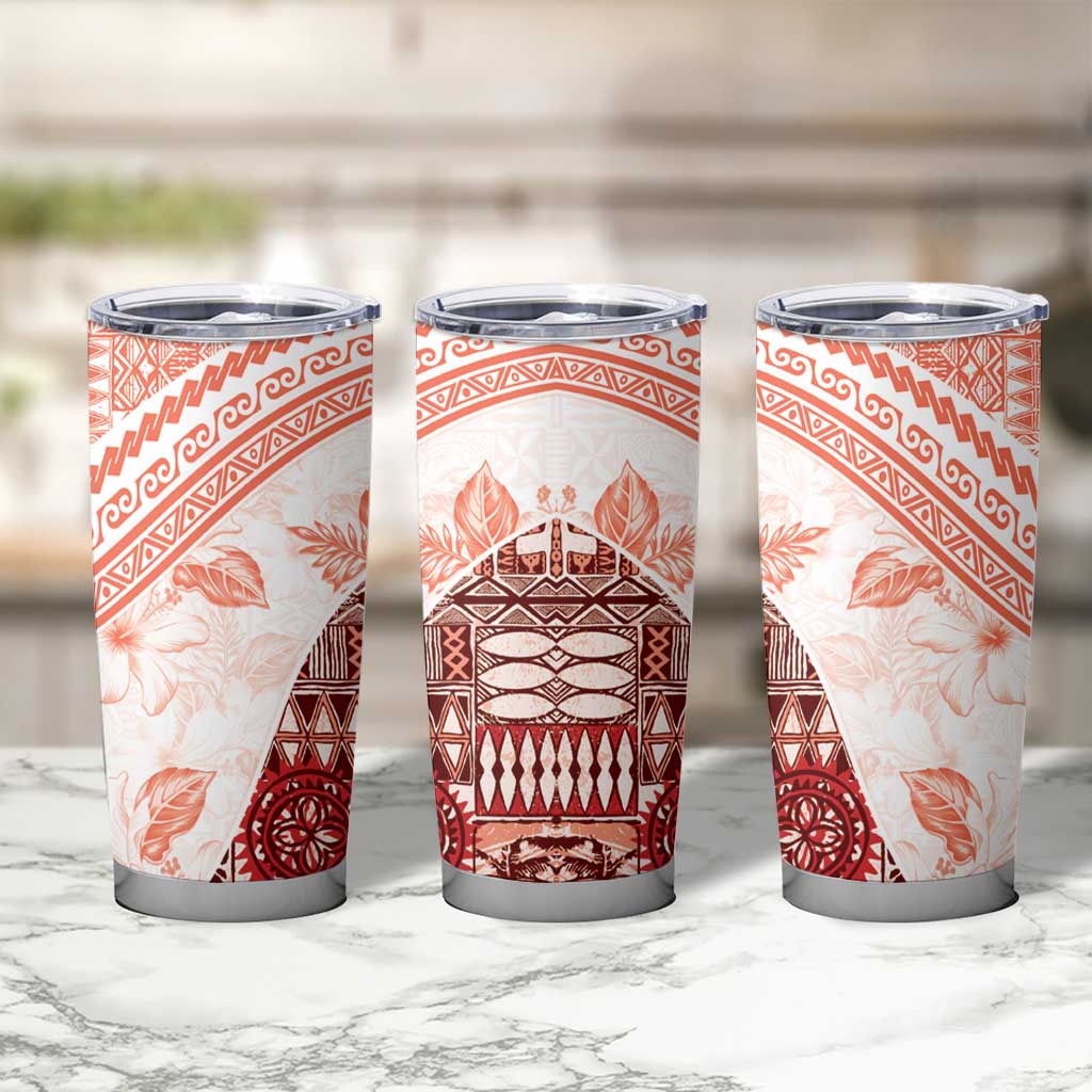 Hawaiian Tapa Tumbler Cup Traditional Vintage Pattern Red