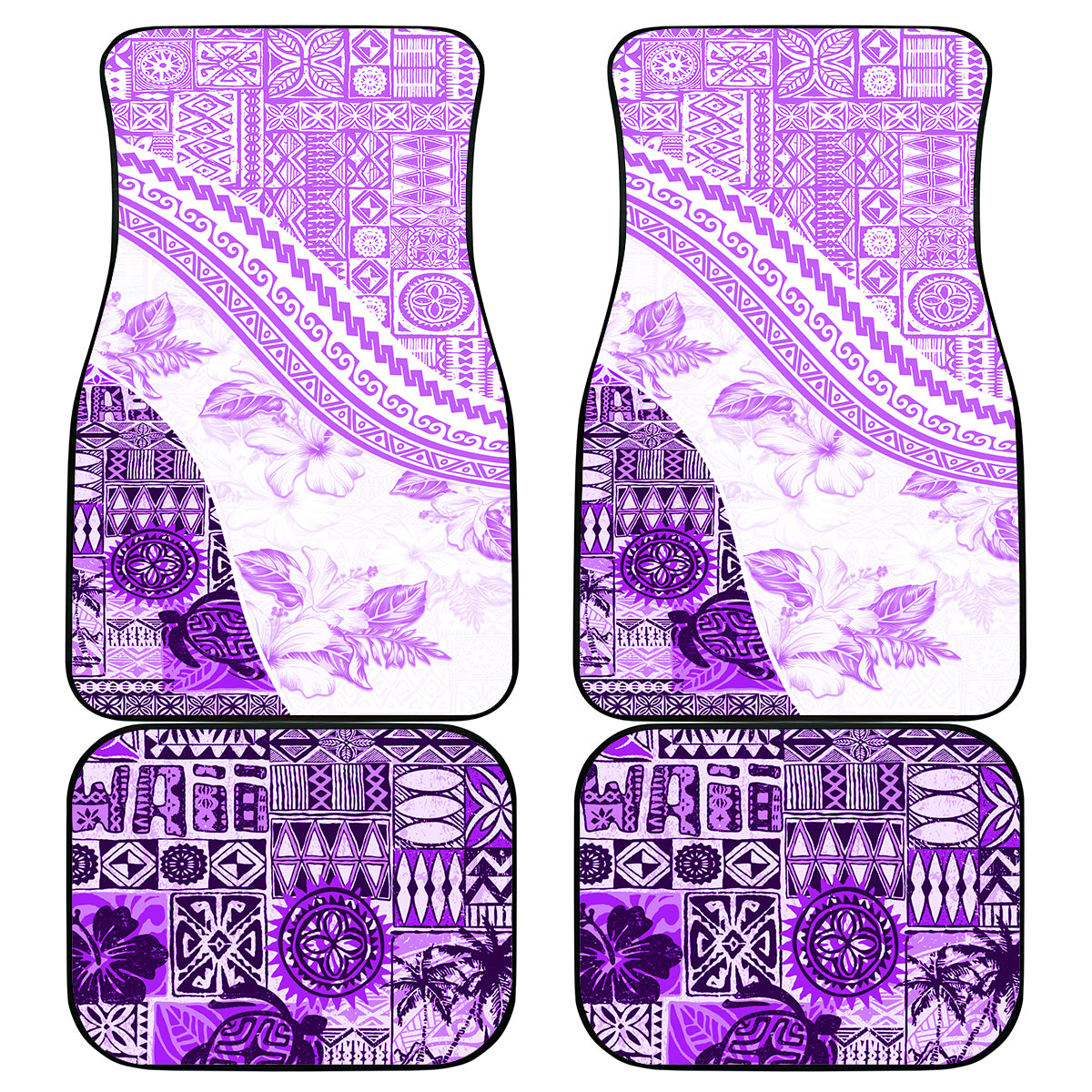 Hawaiian Tapa Car Mats Traditional Vintage Pattern Violet LT05 Violet - Polynesian Pride