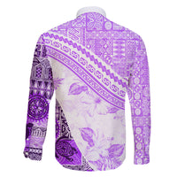 Hawaiian Tapa Family Matching Puletasi Dress and Hawaiian Shirt Traditional Vintage Pattern Violet LT05 - Polynesian Pride