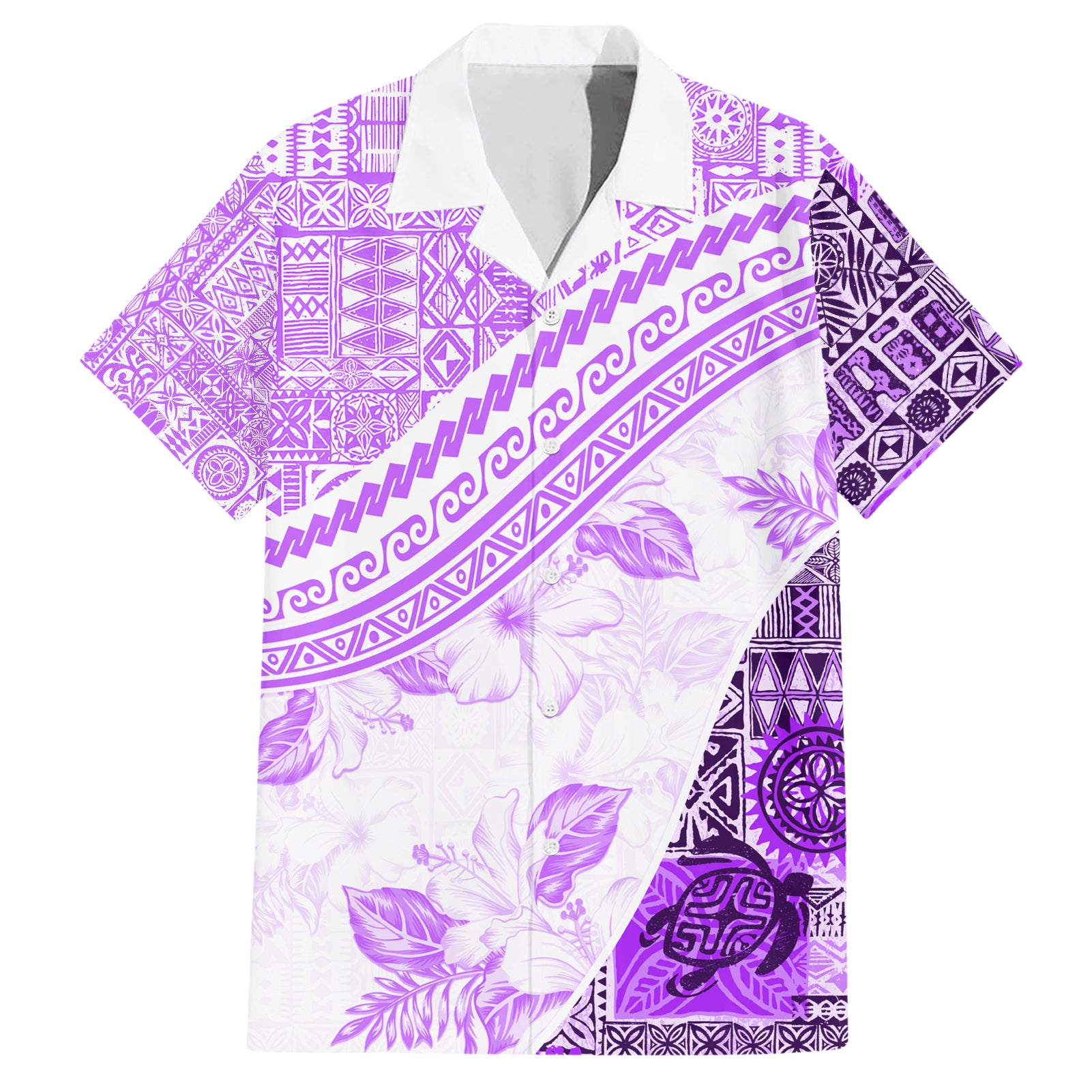 Hawaiian Tapa Hawaiian Shirt Traditional Vintage Pattern Violet LT05 Violet - Polynesian Pride