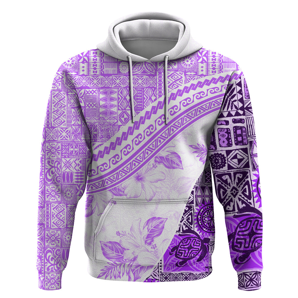 Hawaiian Tapa Hoodie Traditional Vintage Pattern Violet LT05 Violet - Polynesian Pride