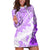 Hawaiian Tapa Hoodie Dress Traditional Vintage Pattern Violet LT05 Violet - Polynesian Pride