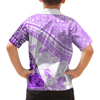 Hawaiian Tapa Kid Hawaiian Shirt Traditional Vintage Pattern Violet LT05 - Polynesian Pride