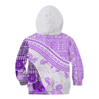 Hawaiian Tapa Kid Hoodie Traditional Vintage Pattern Violet LT05 - Polynesian Pride
