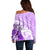 Hawaiian Tapa Off Shoulder Sweater Traditional Vintage Pattern Violet LT05 - Polynesian Pride